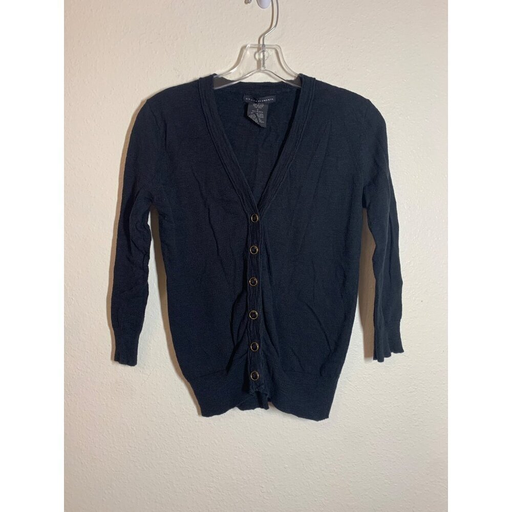 Grace Elements Knit Cardigan Button Sweater Business Casual Demure Black Small